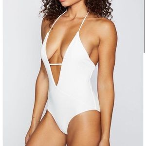 Frankie’s Bikinis Lily Plunging Halter One Piece